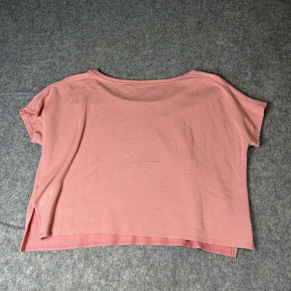 Athleta Unwind Shirt Womens Small Pink Oversized Cropped Cap Sleeve Boxy Tee - Picture 6 of 8